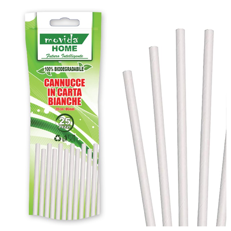 Cannucce bio Bianche  misure 20×6 mm confezione da 25 pezzi