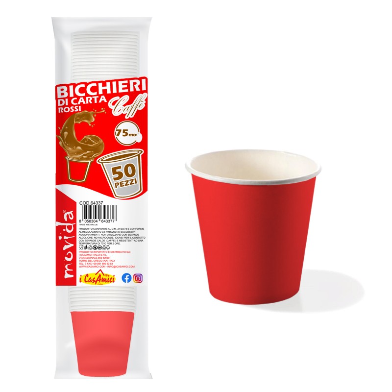 50 Bicchieri da caffè 2,5 oz colore rosso