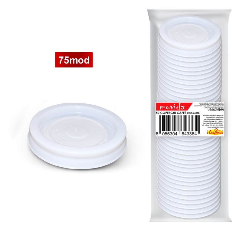 50 coperchi in plastica per bicchierini da caffè 66 ml 2,5oz