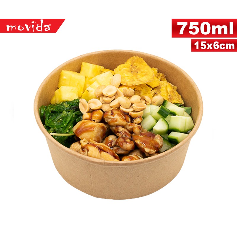 25 pezzi insalatiera Bio per Pokè 750 ml misura 15X6 cm