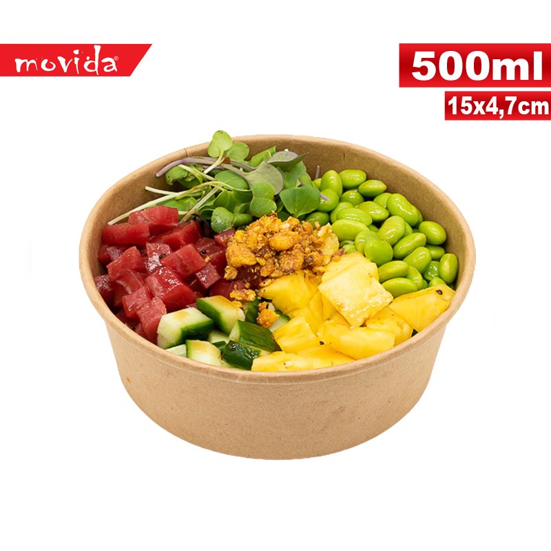 25 pezzi insalatiera Bio per Pokè 500 ml misura 15×4,7 cm