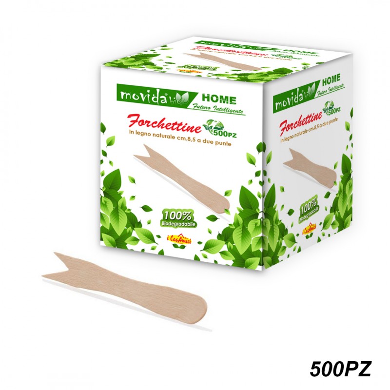 500 forchettine in legno per patatine aperitivi box da 500 pezzi
