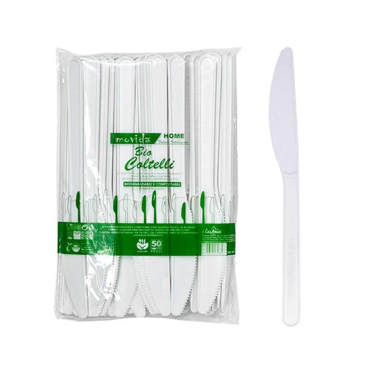 50 Coltelli Bio Compostabili in CPLA 18 cm