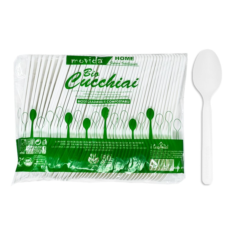 50 Cucchiai  Bio Compostabili in CPLA 16 cm