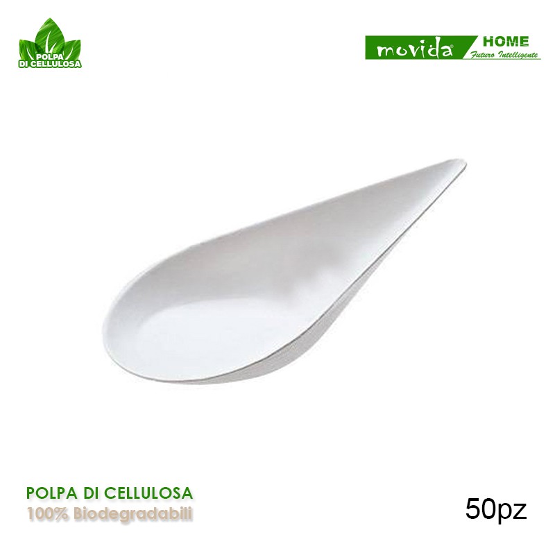 50 Ciotola finger food forma cucchiaio asia in polpa di cellulosa