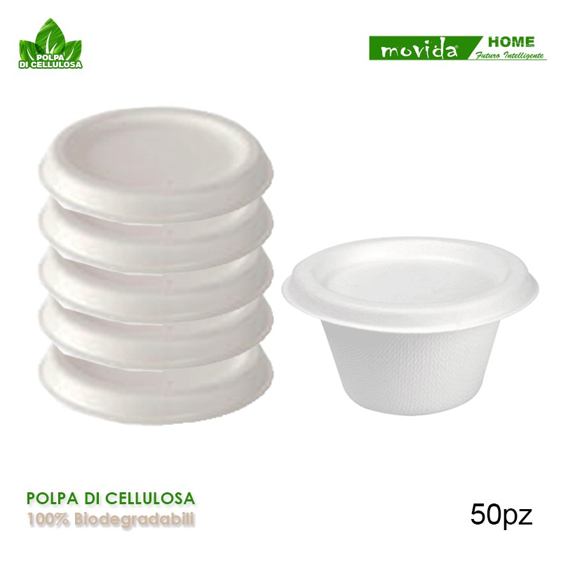 50 coperchi per ciotolina in polpa di cellulosa da 50 mm